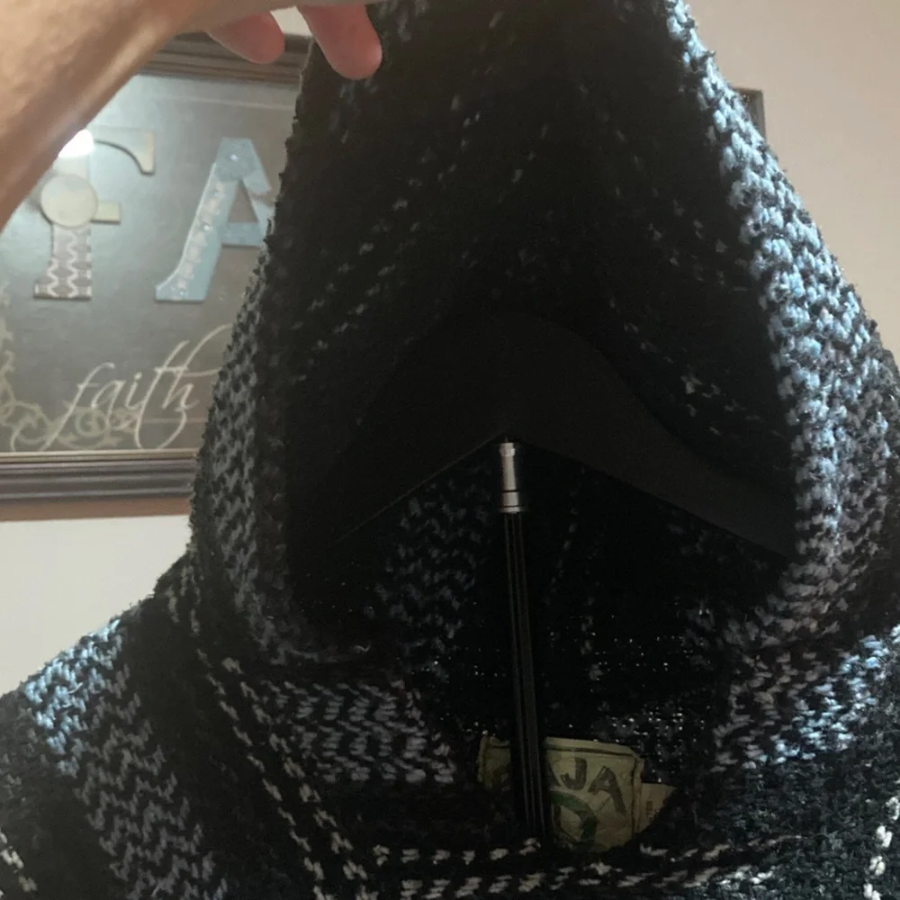 Stylish Black and Blue Men's Baja Hoodie Poncho